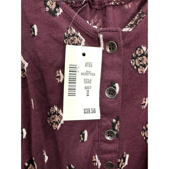 Aero Seriously Soft Jr. Womens Sz S Burgundy Floral Print Spaghetti Strap Romper - Picture 3 of 10